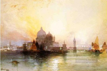 古典的なヴェネツィア Painting - 海景ボートの眺め トーマス・モラン・ベニス